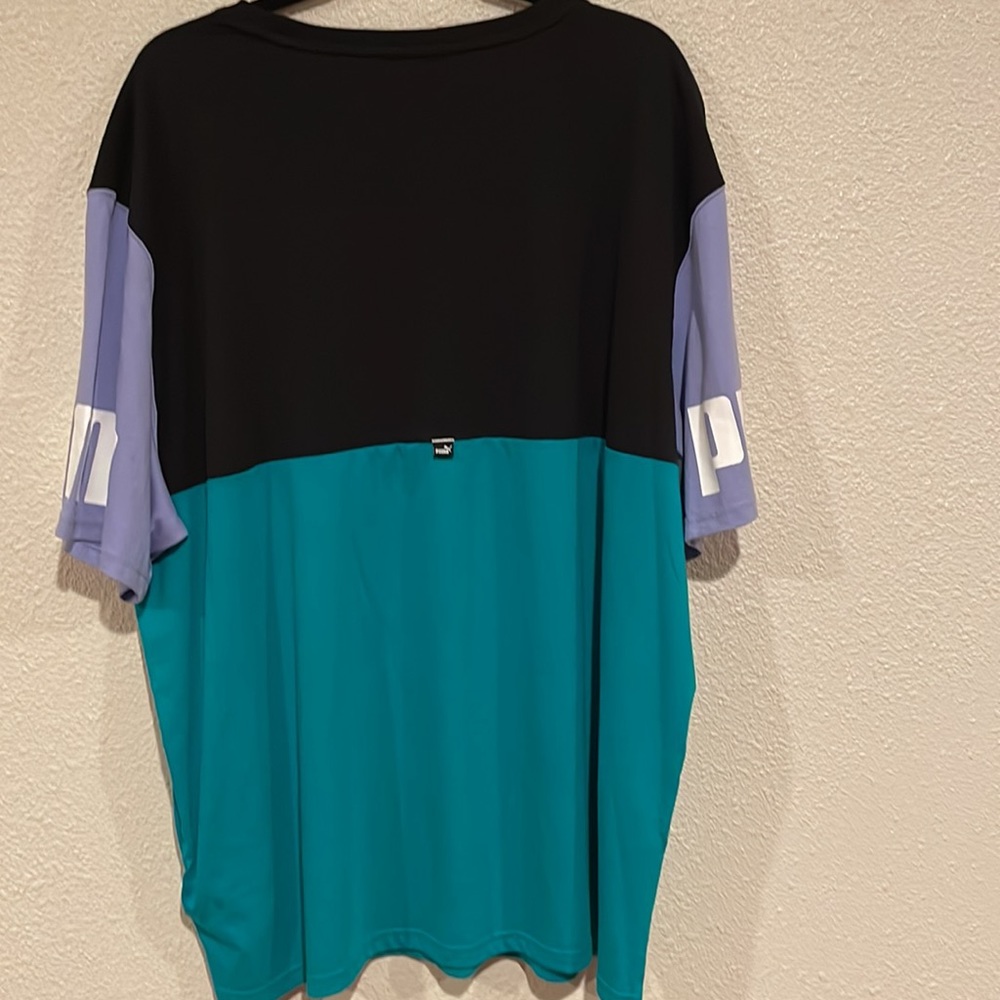 Puma Power color block tee 2XL deep aqua/black/purple - Picture 2 of 11